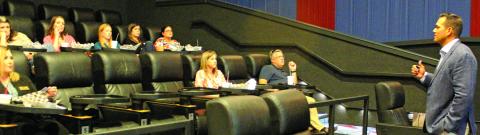 Bay City Sentinel/Jessica Shepard FEWA President Arnulfo Hinojosa explains how his organization helps domestic and international employers at BCCDC’s luncheon at Schulman’s MBG last week.