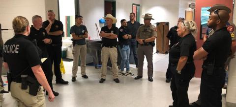 Bay City ISD Police Department hosted a campus walkthrough with law enforcement personnel from various agencies to become familiar with the layout and exterior doors should there be an emergency that requires their assistance. Officers were asked to assess the layouts and make suggestions for improving tactical response. Contributed photo