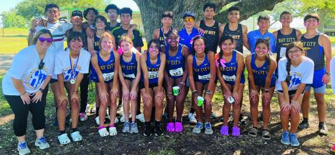 Contributed photo The BCHS Cross Country team members pose at recent meet here.