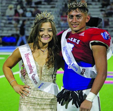 Sentinel photo/Mike Reddell Tidehaven seniors Jehan Johnson and Chance McCrae were crowned Homecoming Queen and King at the Tigers game against Brazos at Delvin L. Taska Stadium Friday, Oct. 14.