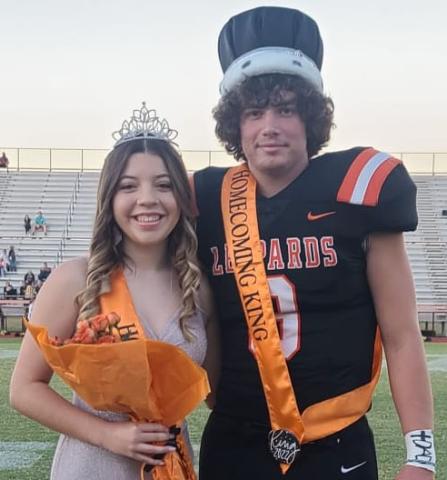 Photo by Anna Hernandez Van Vleck High School Homecoming Queen Kieley Zuniga and King Sam Brooks were crowned prior to their Homecoming game Friday, Sept. 30. See sports game coverage between the Leps and Danbury, Page 7.