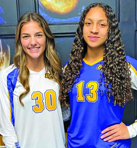 Ladycats, above, on the District 26-4A-1 first team All-District Volleyball team were Ella Mata-Perez and Juah Breazeale. Second team All-District Ladycats were Summer Howard, Anne Ihde and Kylah Jones.