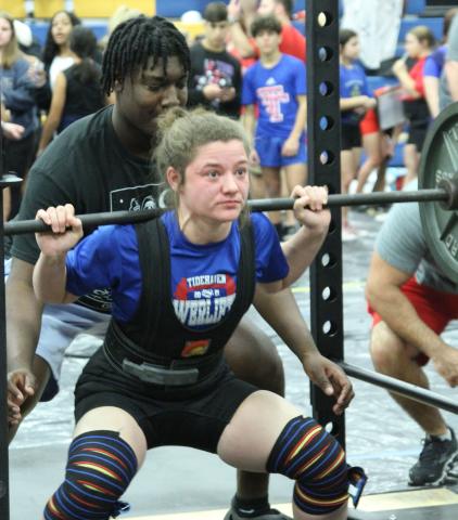 Photo/Anna Hernandez Jehan Johnson from Tidehaven competes at the Bay City High School Powerlifting Tournament Satuday, Jan. 7.