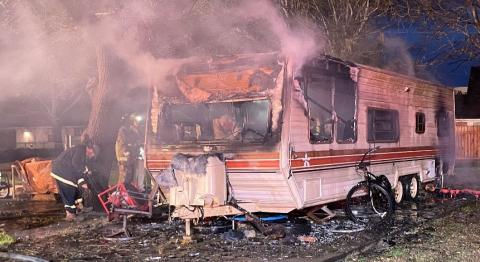 Contributed photo Fire destroyed a trailer house at 2517 Nichols Sunday morning, Jan. 8.