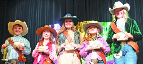 Sentinel Photo/Jessica Shepard This year's Fair Royalty includes Little Mister Cowboy Gideon Straub, Little Miss Cowgirl Meredith Jones, Fair Princess Taelynn Tinnin, Junior Fair Princess Madison Williams, and Fair Queen Meredith Williams.