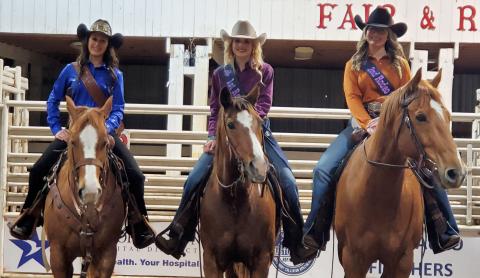 Sentinel Photo/MaLinda Reddell The Matagorda County Fair & Livestock Association's 2023 Rodeo Queen royalty court includes Rodeo Queen Kenzie Brown, first runnerup Kassidy Roe, and second runnerup Emily Dunbar.