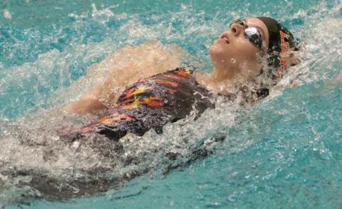 Van Vleck swim team member Nicole Ryman finishes at state meet last week with 14th in the 200 free and 13th in the 100 back. Courtesy photo