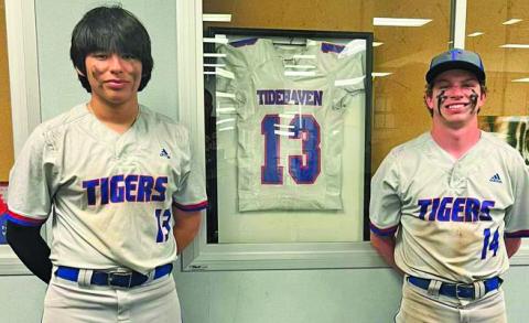 Tidehaven photo Ritchie Z. Garcia, left, and Connor Claxton combined for a no hitter. Garcia pitched for 6 innings, and Connor, 1 inning. 