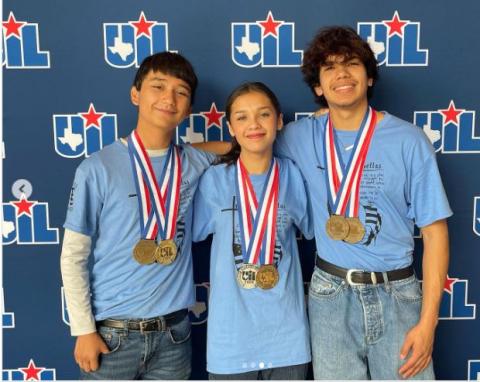 Bay City High School One-Act play "Tracks" received a Bronze medal at the UIL State One-Act play competition Thursday, May 5. Bay City Players shown are: Felix Rodriguez, Honorable Mention All Star Cast; Cali Morales, All Star Cast; and Francisco Rodriguez, Best Performer and Samuel French award winner Contributed photo