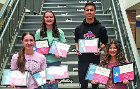 Megan Moya (front left), Kaydence Sanchez (front right), Victoria Sliva (back left), & Ian Ramos (back right).  Missing - Lucie Frick