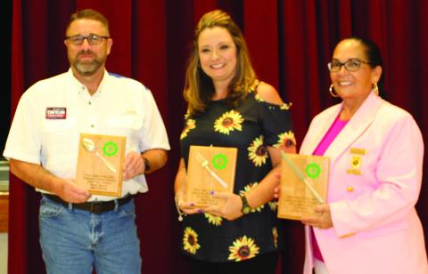 Sentinel Photo/MaLinda Reddell The Bay City Pilot Club held their annual "Celebrity Waiter" fundraiser and awarded plaques to the waiter who made the most in tips on Thursday, Oct.19. First-third place winners from left are Bill Orton, Melanie Bradley, and Cristella Rodriguez.