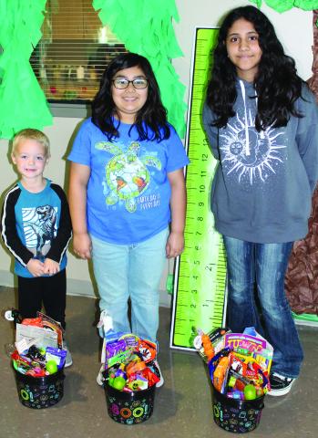 Sentinel Photo/Jessica Shepard This year's Sentinel Halloween Coloring Contest winners are Trevor Bloom, Lyric Garcia, and Jade Velazquez. Each winner received a blue ribbon for their artistry and a Halloween bucket full of treats.