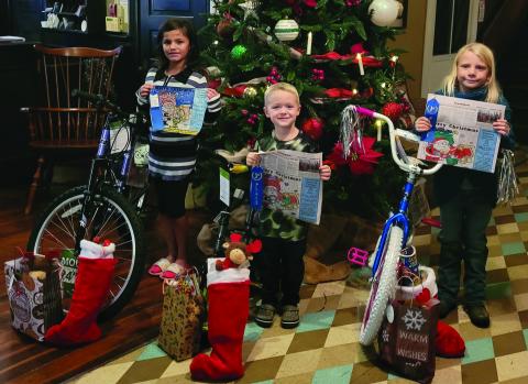 Sentinel Photos/MaLinda Reddell Congratulations to this year's Christmas Coloring contest winners. From left to right are: Alaina Chavez - 9-12 age group; Trevor Bloom, 2-4 age group; and Hannah Hickl 5 - 8 age group.