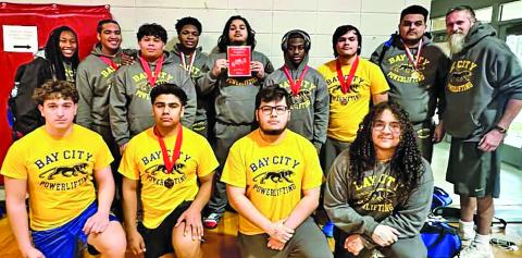 BCISD contributed photo BCHS boys powerlifters were first-place winners at Palacios powerlifting meet Saturday, Jan. 20