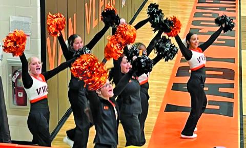VVISD photo VVHS Cheerleaders cheered on Leopard team against East Bernard last week.