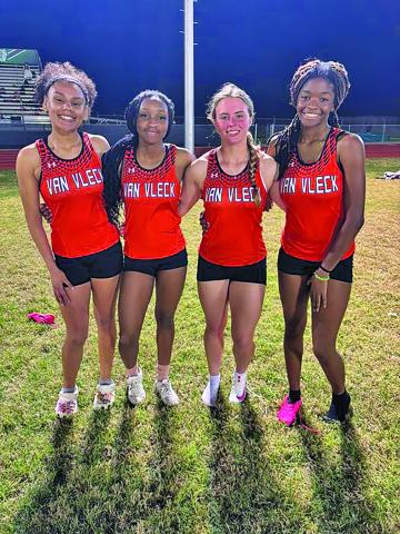 VVISD  photo Leopard Track squads went to Boling and showed out! Here’s a picture of the 4x2 Varsity Girls champs! Emilee Schneider also won the 1600 with a 5:36 time and 2nd in the 800 with a blazing 2:27! JV Boys also won the 4x4!