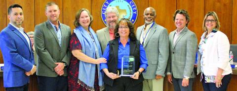 Sentinel Photo/Jessica Shepard Bay City Police Chief Christella Rodriguez was recognized for receiving the 2024 Chief Mike Gentry Executive Leadership Award during city council's April 23 meeting. Rodriguez holds the award for her dedication, vision, and commitment to serving the community.