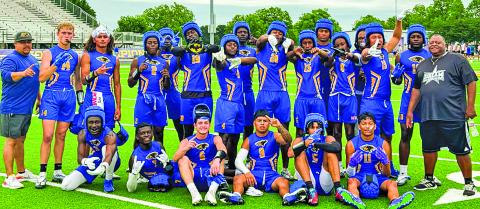 Courtesy BCISD photo The Blackcat 7 on 7 team competed in the La Grange State Qualifying Tournament last week. The team won their pool and went on to beat Hitchcock 42-36, making them a qualifier for the Dave Campbell’s 7 on 7 State Tournament held in College Station.
