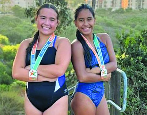 Contributed photo Aquacats Lilly Wurtz and Kailey Rodriguez teamed up with swimmers from Rosenberg and Kerrville to compete in the 200 yard medley relay and brought home bronze at Nationals in San Diego.