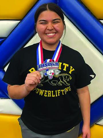 BCISD photo Bay City High School girls powerlifter Camryn Garcia is a new state medalist, coming in at 5th in 198, 380 Squat, 205 Bench, 355 DL, for a 940 total at the Girl's State Powerlifting Meet in Edinburg, March 14.