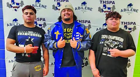 Bay City ISD Athletics Three Blackcat powerlifters were state medalists at the Boy's State Meet in Abilene March 21: Jakob Pesina - State Runner-Up, 2nd in 275, 700 Squat, 520 Bench, 605 DL, 1825 Total; Jeremy Maradiaga - State Medalist, 5th in SHW, 680 Squat, 410 Bench, 530 DL, 1620 Total; Gustavo Ochoa - 12th in 220, 555 Squat, 405 Bench, 550 DL, 1510 Total.