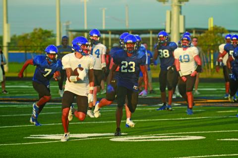 Photo by Anna Hernandez Blackcats at an workout earlier in August. Bay City will scrimmage Angleton beginning at 6:30 p.m. Thursday at Memorial Stadium