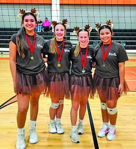 Tidehaven ISD photo Tidehaven Tigerettes Liv, Brielle, Gemma, and Haislynne competed in a 4x4 round robin volleyball hosted by CBJ. They won the Junior High division. Also taking home the Costume Contest - Reindeerettes.