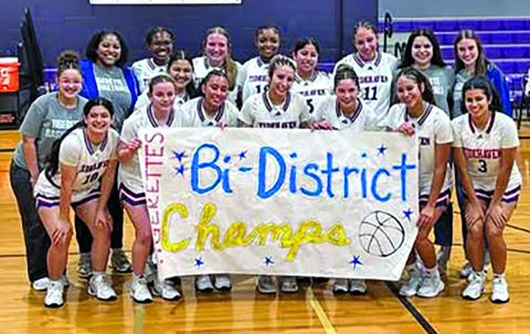 Contributed photo The Tidehaven Tigerettes won the Bi-District round of the UIL state basketball championship Monday night, Feb. 16, with a 45-30 win over Stockdale.