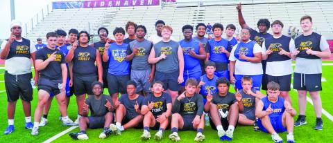 BCHS photo The Bay City Blackcats participated in the Hog Challenge at Tidehaven Saturday, April 18. Blackcat coaches indicated their players made a statement winning the 1st of a 4 series lineman challenge tournament.
