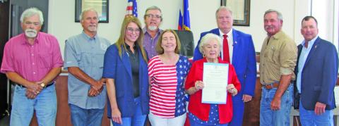 Members of Matagorda County Historical Commission members joined Matagorda County Commissioners Court Monday to observe the nation’s 250th Birthday. Sentinel Photo/ Jessica Shepard