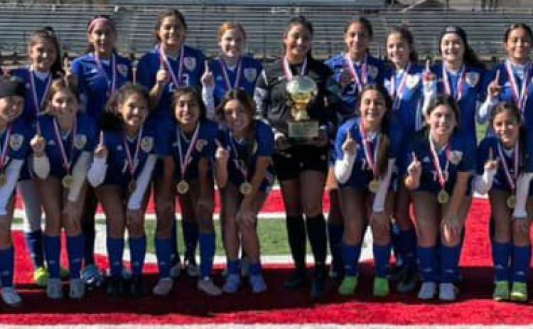 Contributed photo Ladycats take the win 4-0 over Lorena in the championship game of the Salado Eagle Classic Jan. 22. The Ladycats are 7-1-1 so far
