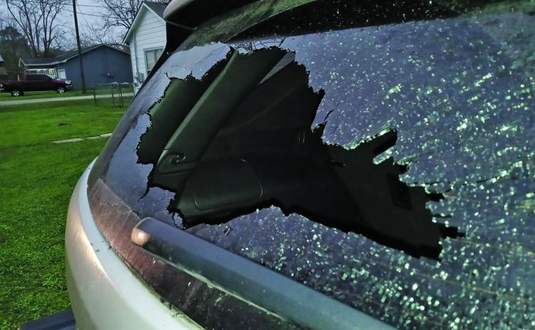 Contributed photo SUVs’ windows shattered were among the property damaged in Blessing shooting incident last week.
