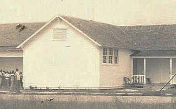 Photo courtesy of Ernestine Heard Edwin This undated photo shows students gathering for classes at the Palacios Colored School.
