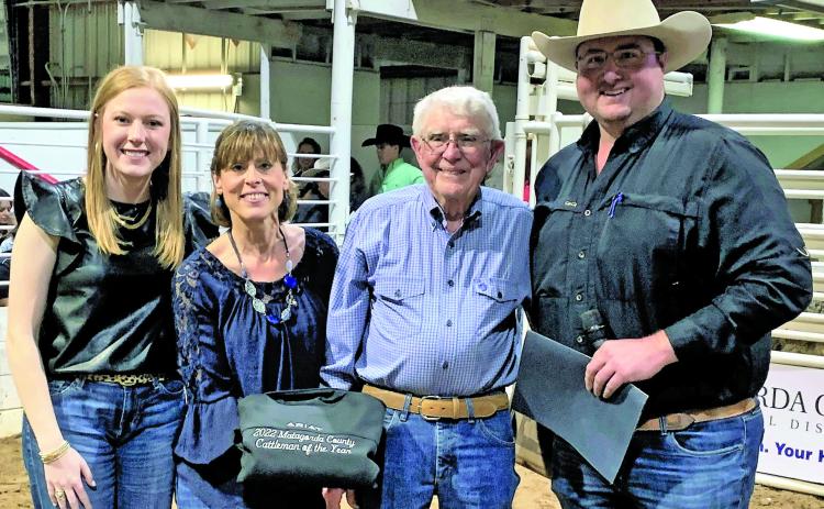Contributed photo Presenting the Cattleman of the Year honor were, from left; Sydney Armatta, Pam Hoffman, Charles Baker - Winner - and Matthew Ashcraft.