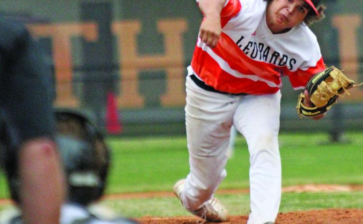 Photo/Anna Hernandez Leopard pitcher Favian Fuentes throws a strike against Hitchcock April 11. The Leps lost to Hitchcock 5-3.
