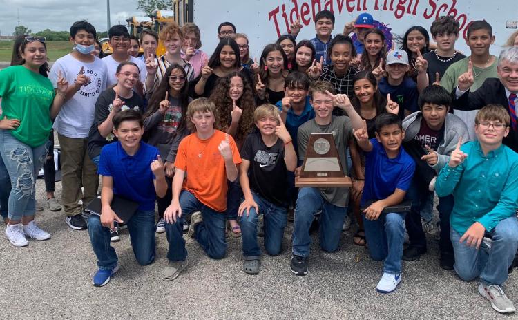 TJHS photo Tidehaven Junior High Band earned a sweepstakes trophy in concert and sight reading for the first time in eight years, under the direction of band directors: Mr. Sanchez and Mr. Popham!