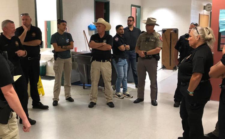 Bay City ISD Police Department hosted a campus walkthrough with law enforcement personnel from various agencies to become familiar with the layout and exterior doors should there be an emergency that requires their assistance. Officers were asked to assess the layouts and make suggestions for improving tactical response. Contributed photo