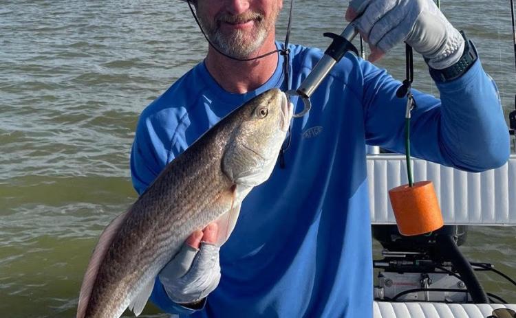 Contributed photo Dennis Stanley was stranded as he was wade fishing in West Matagorda Bay after high winds pulled his supplementary anchor out of the mud.