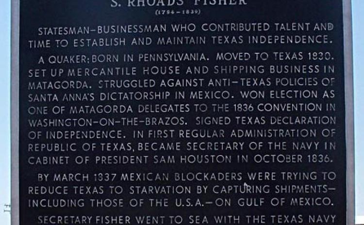 Texas Historical Marker for Fisher at Matagorda Cemetery.