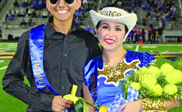 Sentinel photo/Mike Reddell Bay City High School Homecoming King David Mandujano Jr. and Queen Malorie Rodriguez were crowned in a halftime ceremony in the Blackcat-Needville game (see Sports, Pages 6 and &) Friday, Oct. 21.