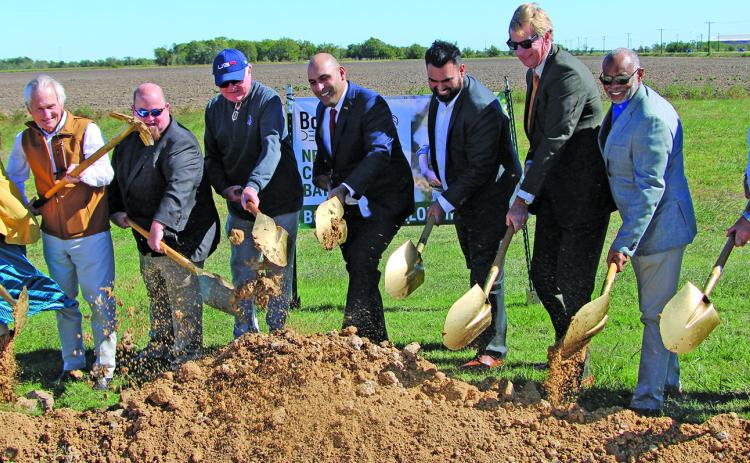 Sentinel photo/Mike Reddell Groundbreaking for the Bold Fox Development between Bay City and Van Vleck off Texas 35 was held Oct. 25. Managing Partner Alex Kamkar, center, told City Council of his vision for the new housing development at council’s meeting later that day.