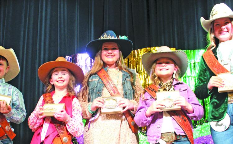 Sentinel Photo/Jessica Shepard This year's Fair Royalty includes Little Mister Cowboy Gideon Straub, Little Miss Cowgirl Meredith Jones, Fair Princess Taelynn Tinnin, Junior Fair Princess Madison Williams, and Fair Queen Meredith Williams.