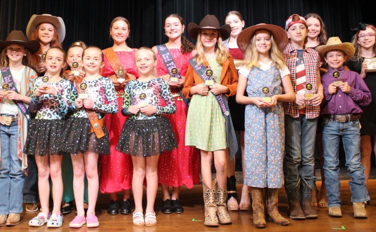 Sentinel Photo/Jessica Shepard Winners of the Matagorda County Fair and Livestock Associations 32nd Annual Public Speaking Contest and Talent show took the stage at the end of the showcase, Sunday, Feb. 26. This year’s winners include Analyn Sutherland, Cora Romine, Leighton Savage, Meredith Jones, Ansley Kubecka, Scollie Saha, Ashley Alford, Jacob Oncken, Jase Alford, Kathryn Rodgers, Meredith Williams, Victoria Sliva, Madison Williams, Madelyn Botbyl and Ryleigh Siptak.