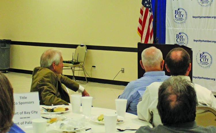 Sentinel Photo/Jessica Shepard Port of Freeport Director of Business and Economic Development Jason Miura talked about the port’s expansion projects at a chamber luncheon last week.