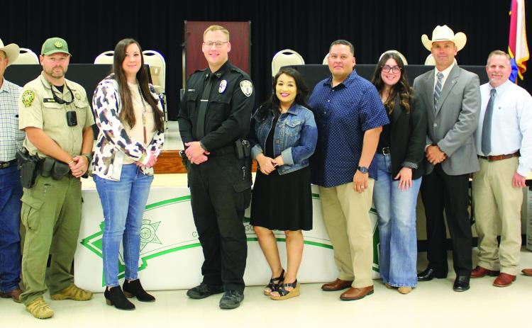 Sentinel Photo/Jessica Shepard Countywide law enforcement professionals were recognized for their service and dedication during the "Matagorda County 100 Club's “43rd Annual Law Enforcement Awards Dinner” Aug. 24. Those honored, in no particular order are: Laina Rosinak, Darrell Carillo, Robert Pierce, Jeremy Davis, Mason McKee, Todd Spillers, Angel Lopez, Ashley Orta, David Miles, Chris Hadash, David Chauvin, and Courtney Harvey.