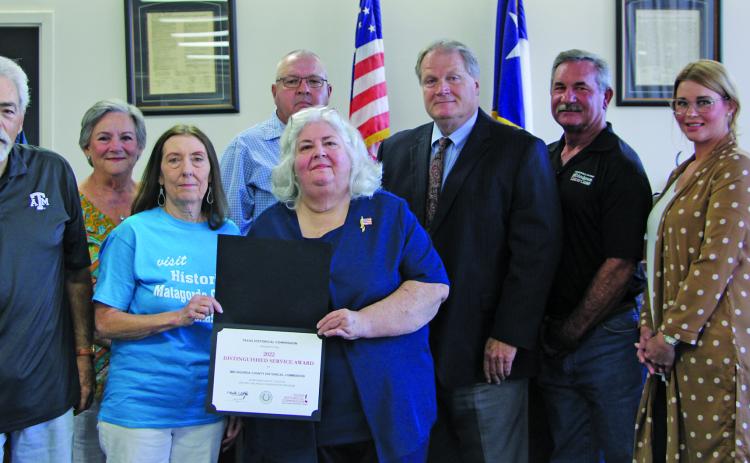 Photo/Crystal Morones Matagorda County Historical Commission members joined Commissioners Court as the county presented MCHC with the Texas Historical Commission Distinguished Service Award.