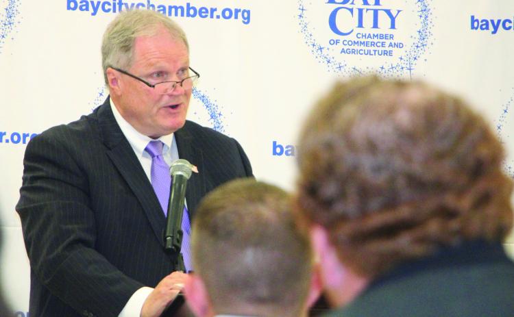 Sentinel Photo/Mike Reddell County Judge Bobby Seiferman covers a wide range of topics in his ‘State of the County’ speech last week.