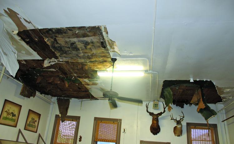 Sentinel Photo/Jessica Shepard Hurricane Beryl wind and water damage forced the Blessing Coffee Shop to close last week.