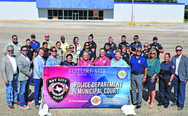 Courtesy photo City Council members, Bay City Police Department and Municipal Court employees gather in front of the new site for the Police Department and Municipal Court