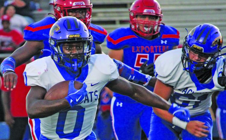 Sentinel Photo/Mike Reddell Bay City senior running back Jada Andrews (0) finds r unning room against Brazosport.